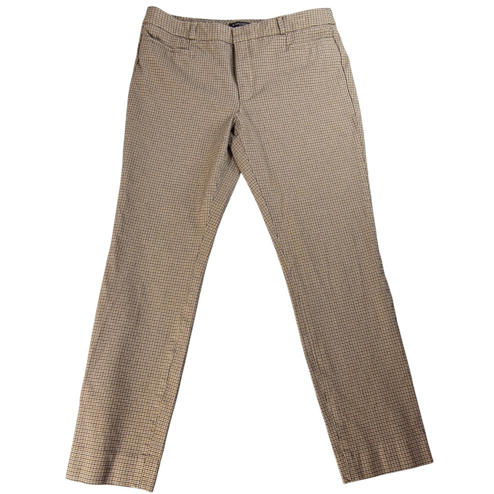 Banana Republic Sloan Pants Womens 12L Brown Excellent Houndstooth Slim Trousers